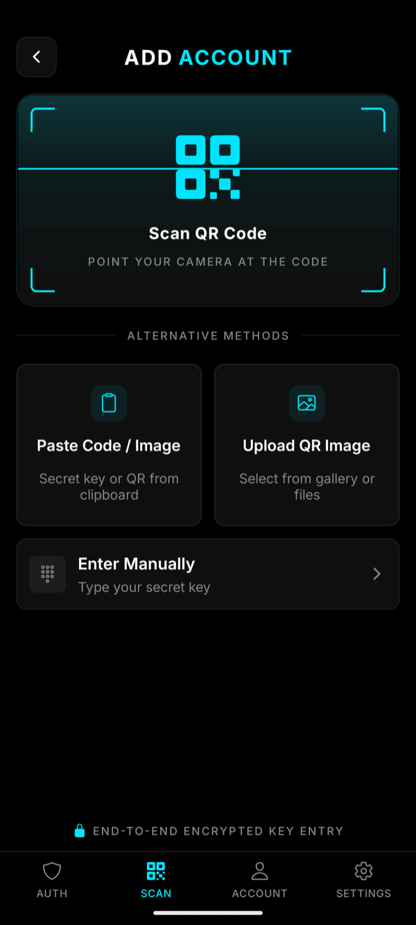 ZeroOTP — scan a QR code on Android